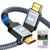 10K 8K HDMI Cable 2M Certified, Snowkids HDMI 2.1 Cable Ultra HD 8K@60Hz 4K@120Hz eARC HDR10 HDCP 2.2/2.3 Dolby 3D, Compatible with PS5/4 HDTV X-box