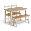 Argos Home Solid Wood Dining Table, Bench & 2 Twotone Chairs