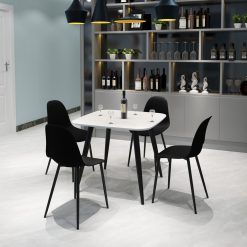 Aspen 800mm White square table & 4 curve chair Set 1xASTB2WH + 4xASCH21-WH