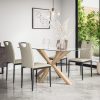 Dawnyell Glass Dining Table And Chairs - Glass Top w Legs + Dawnyell Fabric Dining Chair Set Of 4
