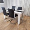 Dining Table And 4 Faux Leather Black White Padded Chairs High Gloss Wood Dining Kitchen Set Of 4