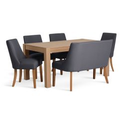 Habitat Alston Oak Effect Dining Table & 4 Charcoal Chairs