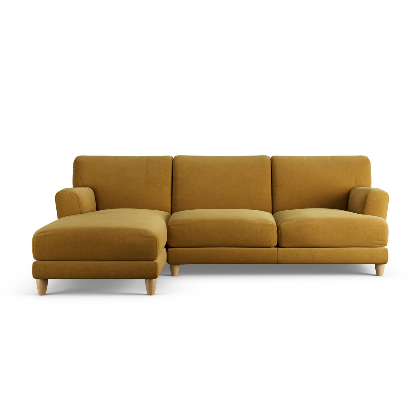 Habitat Askem Fabric Left Hand Corner Sofa- Gold - Ash Leg