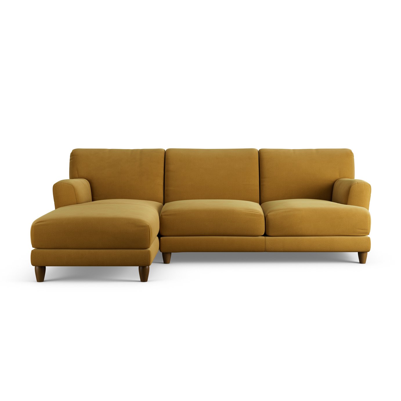 Habitat Askem Fabric Left Hand Corner Sofa- Gold - Dark Leg