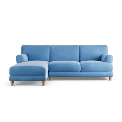 Habitat Askem Velvet Left Hand Corner Sofa- Sky Blue-Ash Leg
