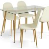 Habitat Beni Metal & Glass Dining Table & 4 White Chairs