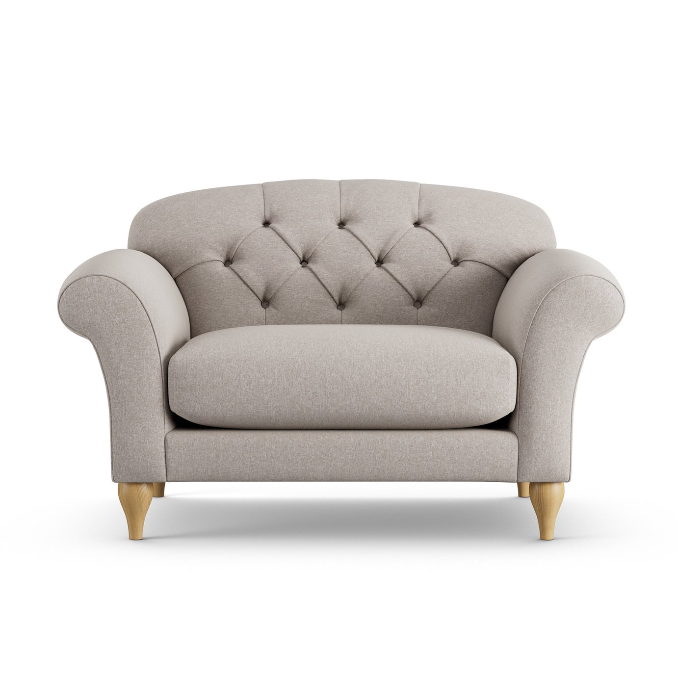 Habitat Brooker Fabric Cuddle Chair - Stone - Ash Leg