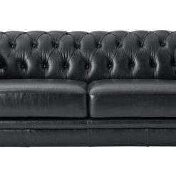 Habitat Chesterfield Leather 3 Seater Sofa - Black