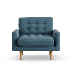Habitat Fenner Fabric Armchair - Blue - Ash Leg