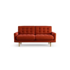 Habitat Fenner Velvet 2 Seater Sofa - Burnt Orange - Ash Leg