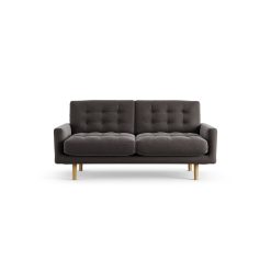 Habitat Fenner Velvet 2 Seater Sofa - Grey - Ash Leg