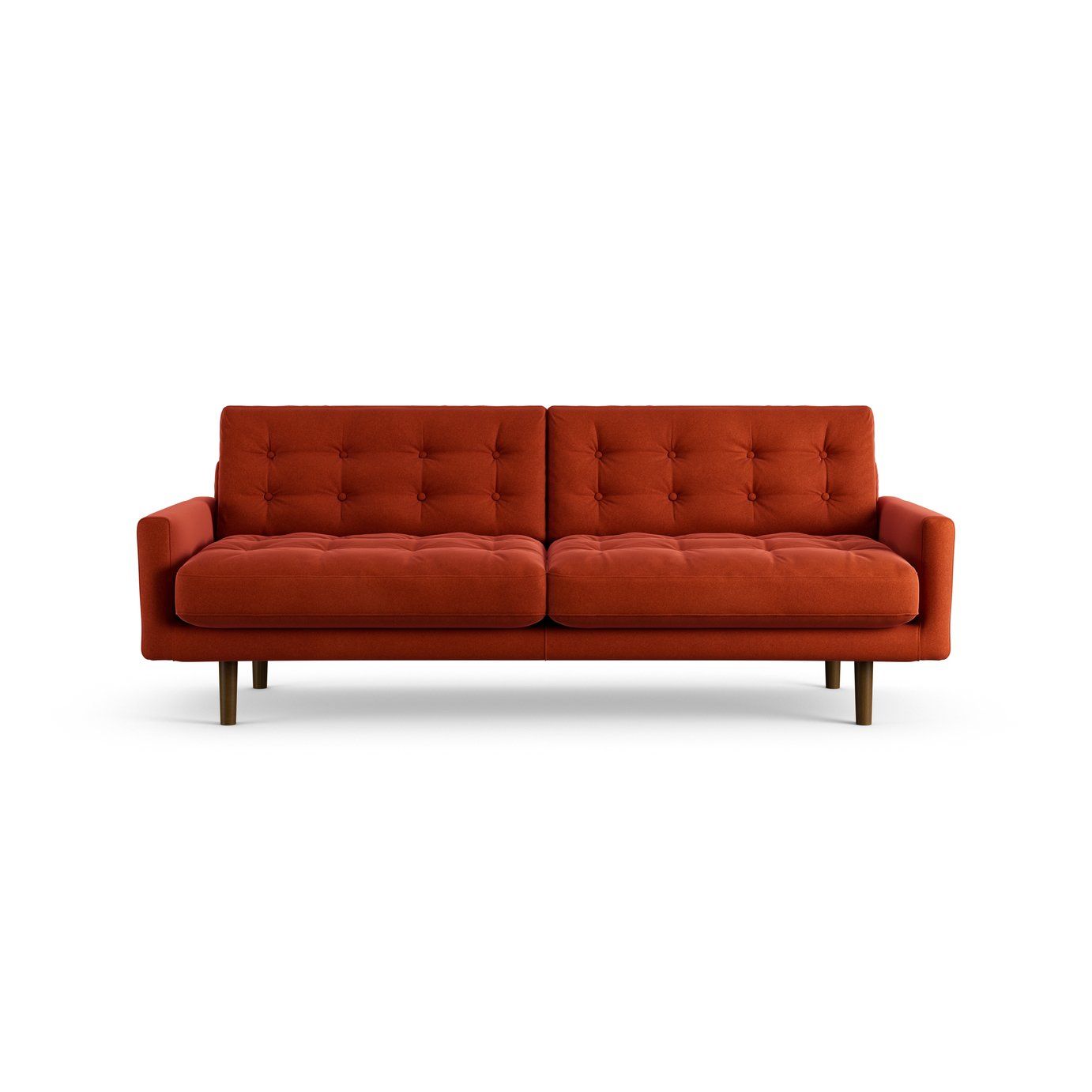 Habitat Fenner Velvet 3 Seater Sofa - Burnt Orange -Dark Leg