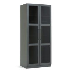 Habitat Hamburg 2 Door Double Glass Wardrobe-Dark Grey