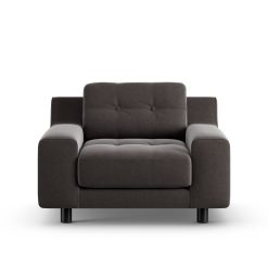 Habitat Hendricks Velvet Armchair - Slate Grey - Black Leg