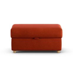 Habitat Holmfirth Velvet Footstool - Burnt Orange