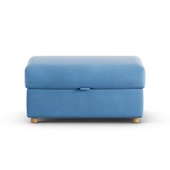 Habitat Holmfirth Velvet Footstool - Sky Blue