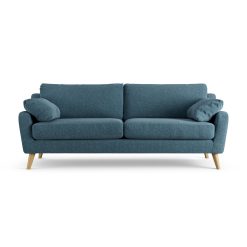 Habitat Ivor Fabric 4 Seater Sofa - Blue - Ash Leg