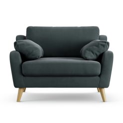 Habitat Ivor Fabric Cuddle Chair - Charcoal - Ash Leg