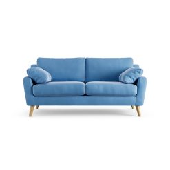 Habitat Ivor Velvet 3 Seater Sofa - Sky Blue - Ash Leg