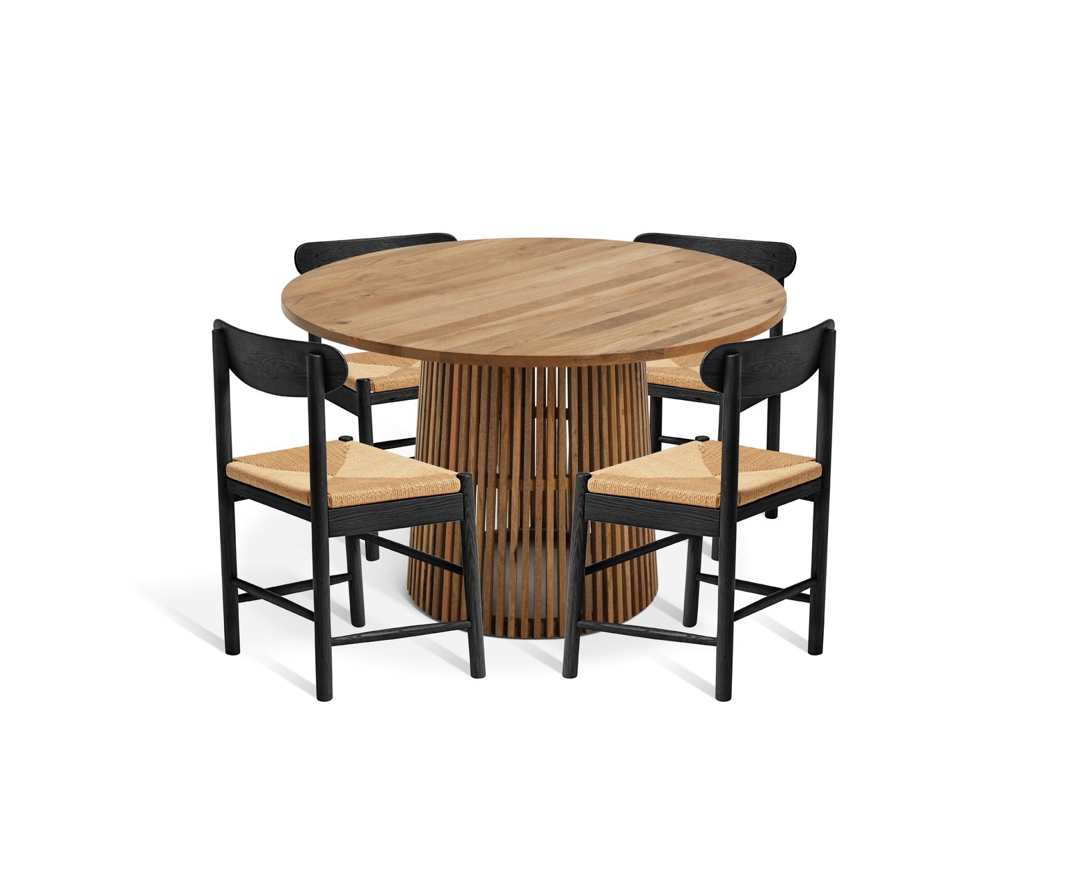 Habitat Jericho Solid Wood Dining Table & 4 Black Chairs