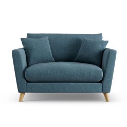 Habitat Lomond Fabric Cuddle Chair - Blue - Ash Leg