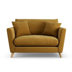 Habitat Lomond Fabric Cuddle Chair - Gold - Ash Leg