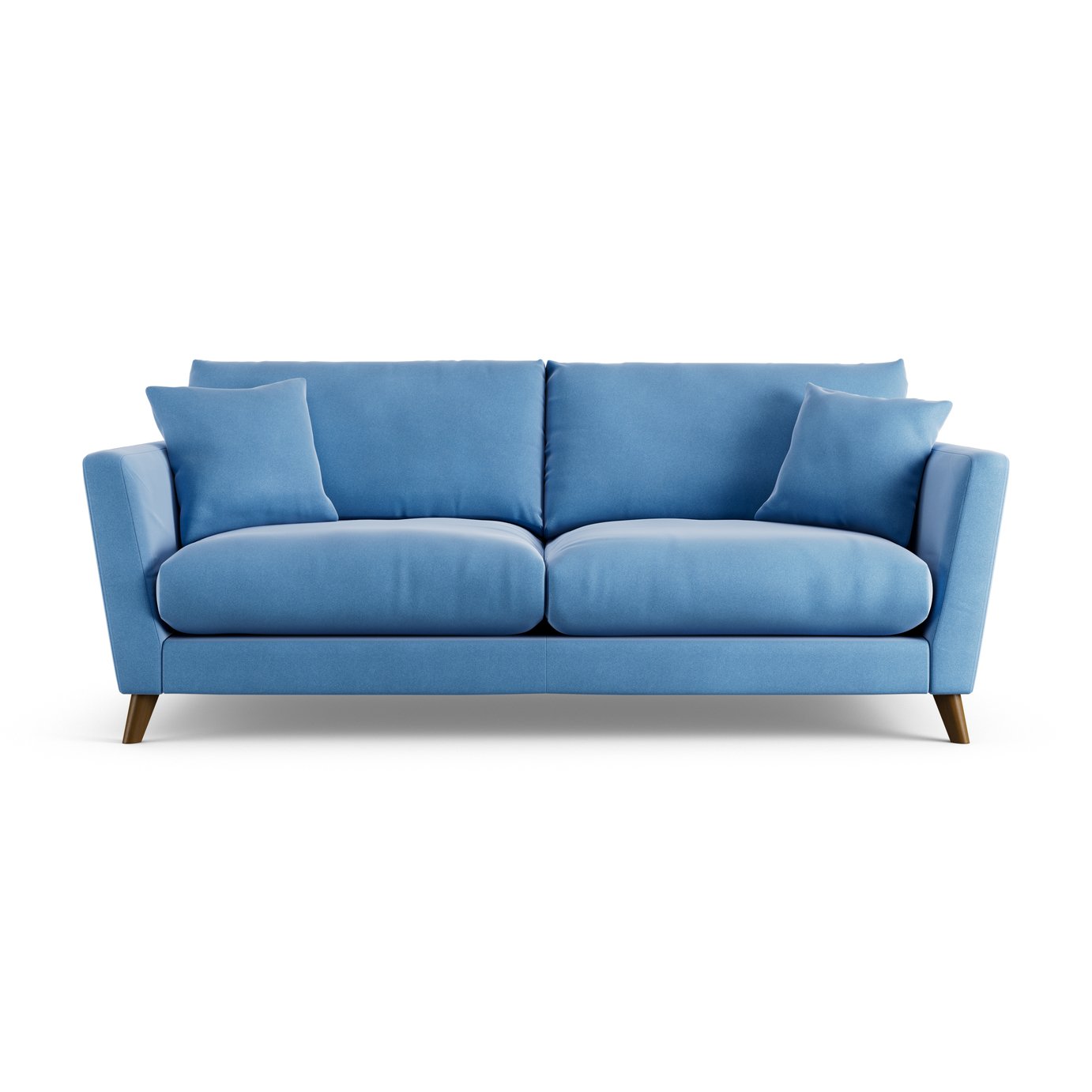 Habitat Lomond Velvet 4 Seater Sofa - Sky Blue - Dark Leg