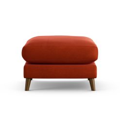 Habitat Lomond Velvet Footstool - Orange - Dark Leg