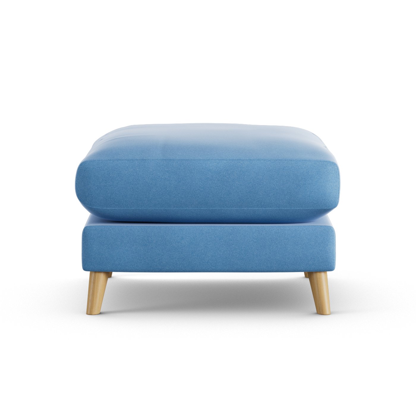 Habitat Lomond Velvet Footstool - Sky Blue - Ash Leg