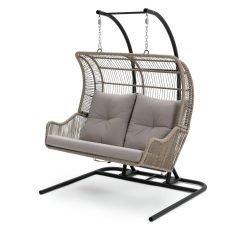 Habitat Malta Double Steel Garden Hanging Chair - Beige