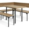 Habitat Metal Corner Dining Table and 2 Oak Benches