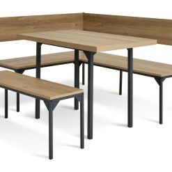 Habitat Metal Corner Dining Table and 2 Oak Benches