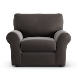 Habitat Molton Velvet Armchair - Grey - Black Leg