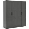 Habitat Munich Panelled 4 Door Wardrobe - Anthracite