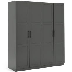Habitat Munich Panelled 4 Door Wardrobe - Anthracite