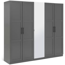 Habitat Munich Panelled 5 Door Mirror Wardrobe - Anthracite