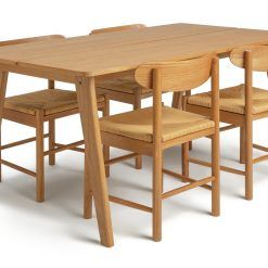 Habitat Nel Wood Veneer Dining Table & 4 Oak Chairs