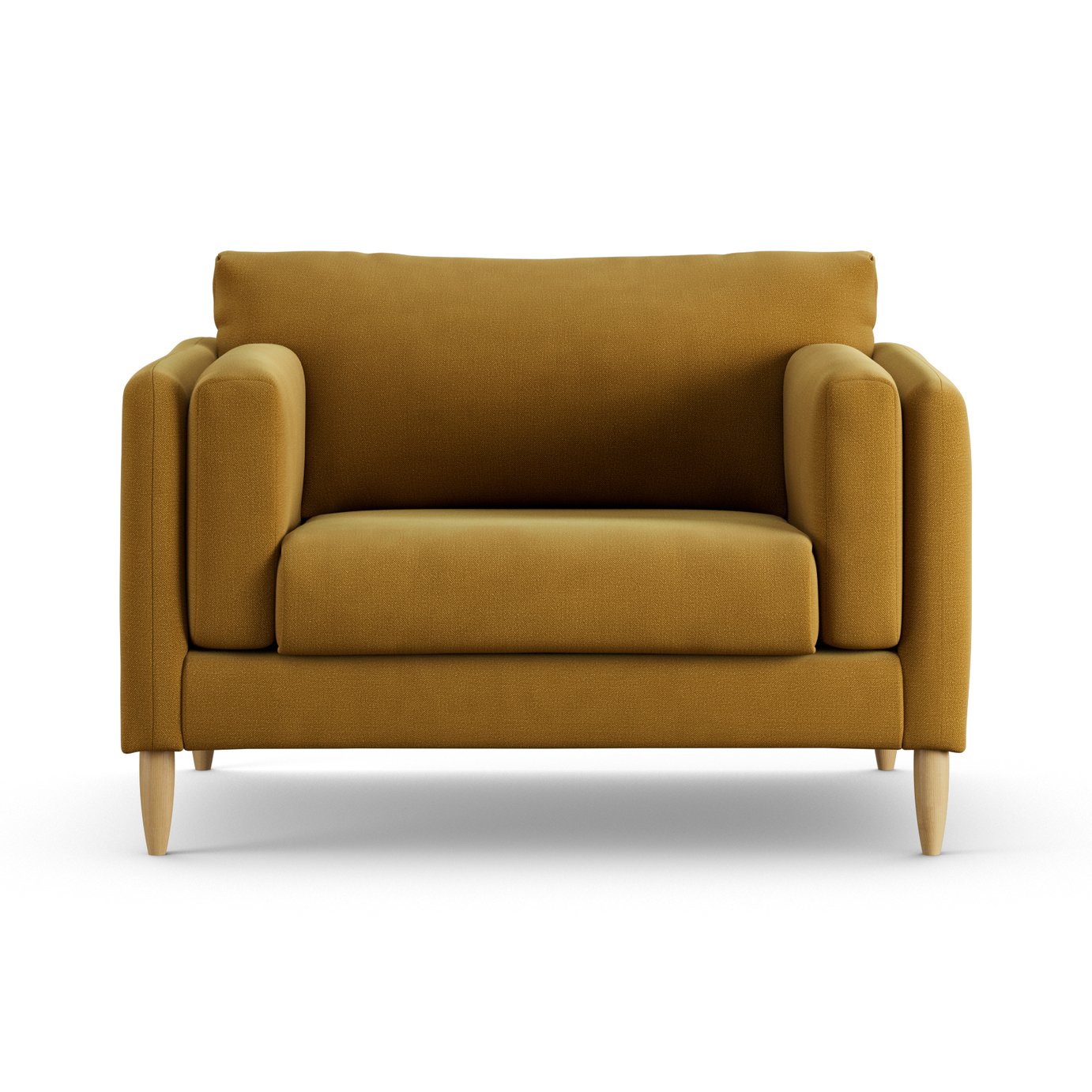 Habitat Newington Fabric Cuddle Chair - Gold - Ash Leg
