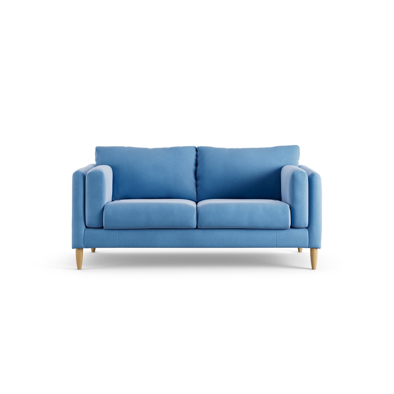 Habitat Newington Velvet 2 Seater Sofa -Sky Bl ue - Ash Leg