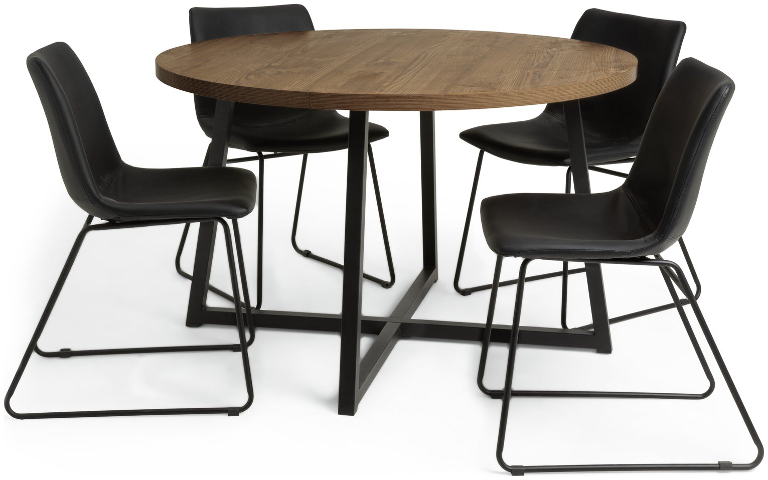 Habitat Nomad Metal Dining Table & 4 Black Chairs