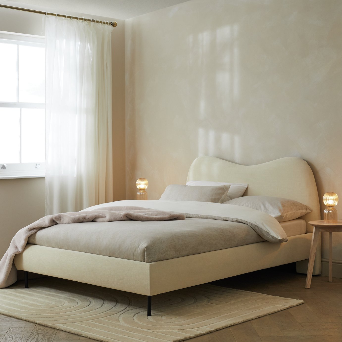 Habitat Orton Small Double Fabric Bed Frame - Natural