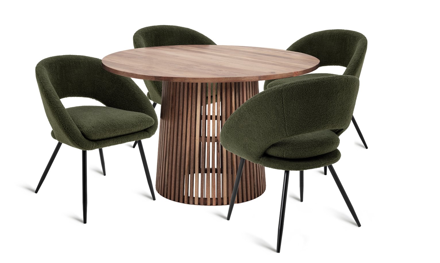 Habitat Solid Wood Dining Table & 4 Green Chairs
