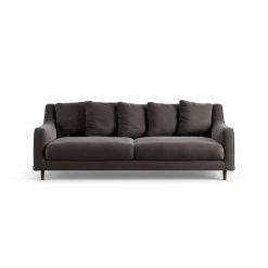 Habitat Swift Velvet 3 Seater Sofa - Grey - Dark Leg