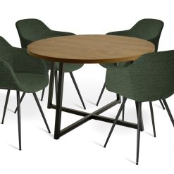 Habitat Wood Effect Extending Dining Table & 4 Green Chairs