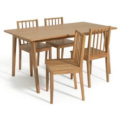 Habitat Wood Veneer Dining Table & 4 Oak Chairs