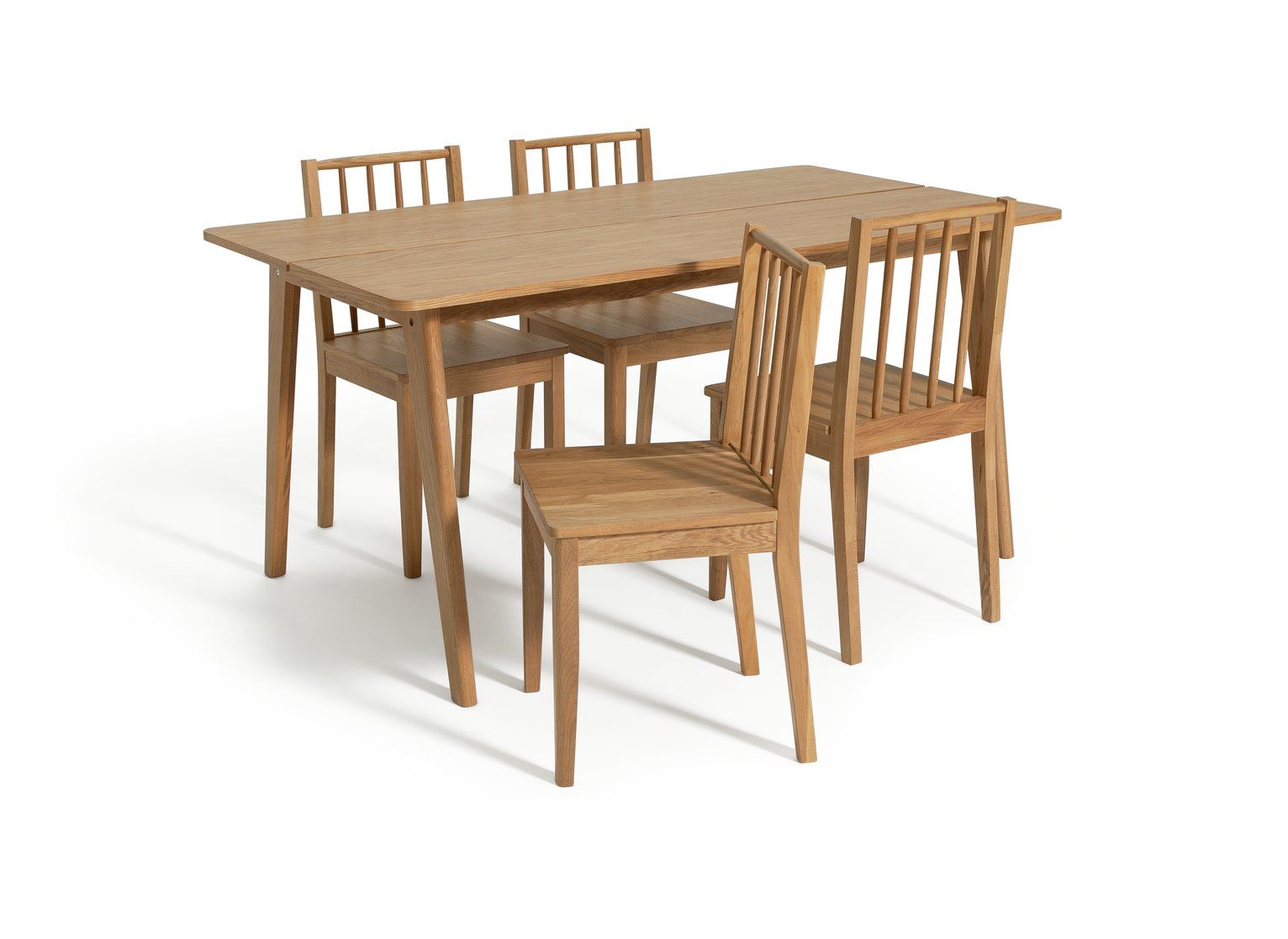 Habitat Wood Veneer Dining Table & 4 Oak Chairs