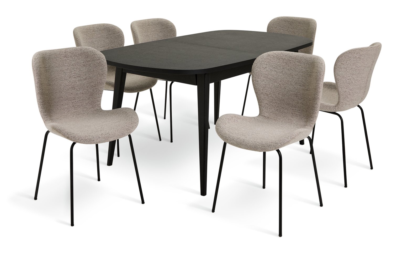 Habitat Wood Veneer Extending Dining Table & 6 Natural Chair