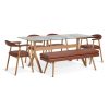 Habitat Zela Glass Dining Table,1 Bench & 4 Tan Chairs