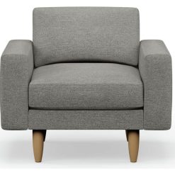 Hutch Fabric Block Arm Armchair - Dove Grey