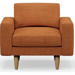 Hutch Fabric Block Arm Armchair - Rust